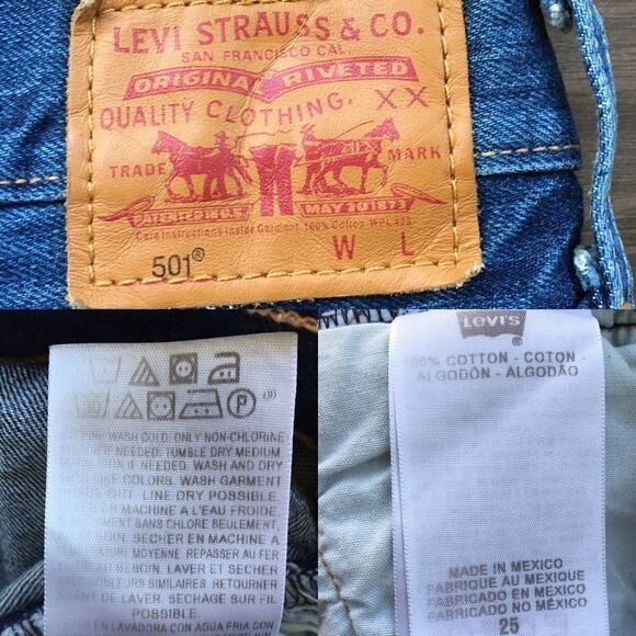 LEVI’S 501 Cut Off Denim Shorts Dark Blue 28 - Picture 5 of 5